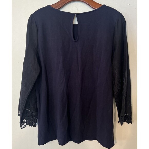 NEW The Limited Blouse Women’s S Navy Body Black ¾  Detailed Sleeves NWT $69 MSR - Picture 5 of 5